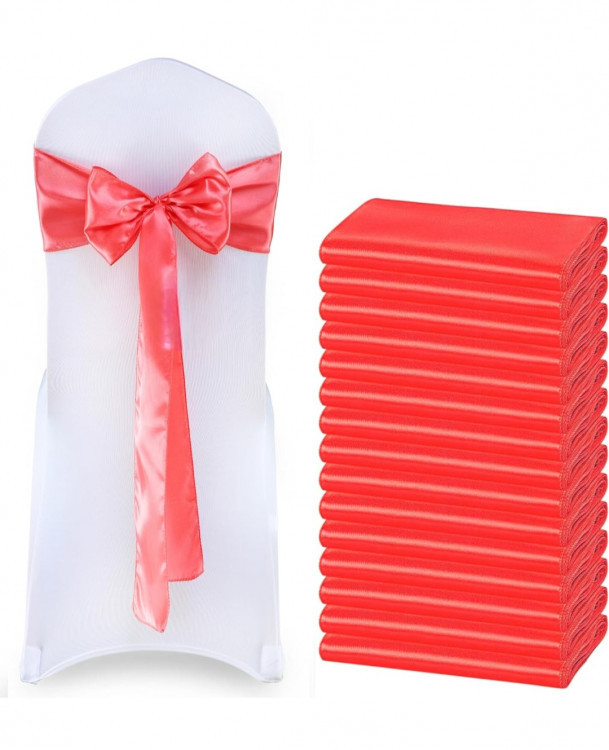 Coral Satin Chair Sash